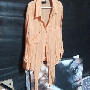 A. Byer Light Orange Button-Up Blouse